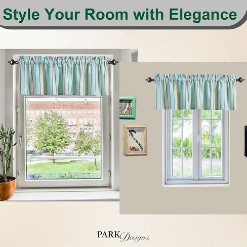 Park Designs Dockside Stripe Valance 72" x 14", Striped Pastel Window Valances for Beach, Coastal and Nautical Home Decor, Sky Blue Window Treatments for Nursery and Beach House in Kuwait