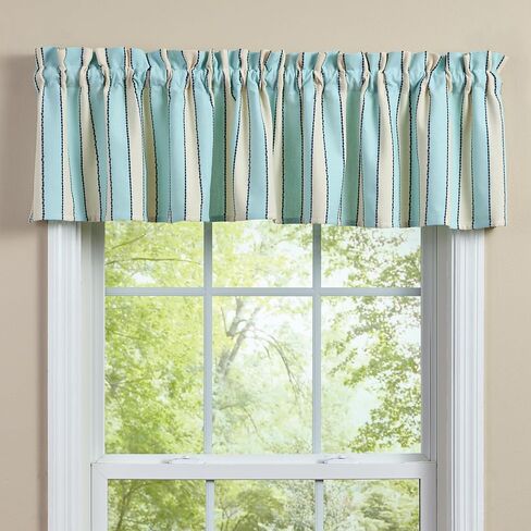 Park Designs Dockside Stripe Valance 72" x 14", Striped Pastel Window Valances for Beach, Coastal and Nautical Home Decor, Sky Blue Window Treatments for Nursery and Beach House in Kuwait