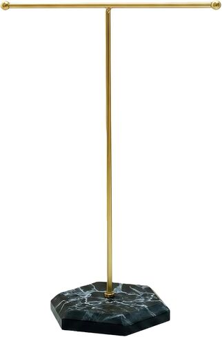 10 Inch Necklace Holder Jewelry Organizer Stand - Metal T Bar Display Tree for Chains & Bracelets, Stable Hexagon Base (Gold) in Kuwait