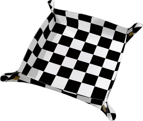 PU Leather Jewelry Valet Tray, Portable Catchall Tray for Keys, Wallet, Watch, Travel Organizer for Nightstand Desk Entryway Home Decor Gift for Women Men Classic Checkerboard in Saudi Arabia