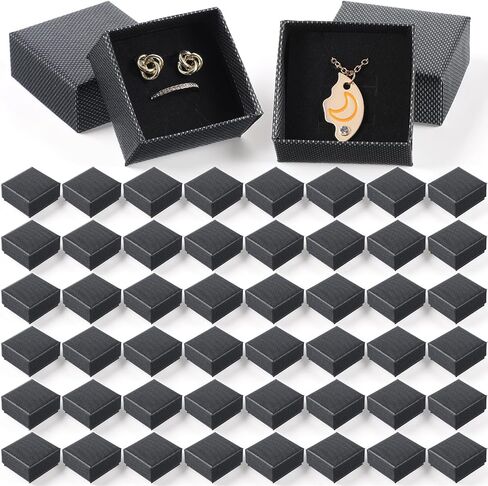 100pcs Jewelry Ring Gift Box 2''x 2''x1''Cardboard Earring Ring Boxes Small Black Gift Box with Velvet &Sponge Liner Jewelry Gifts Boxes Pendant Case Bulk for Necklace Bracelet Earring Display Wedding in Saudi Arabia