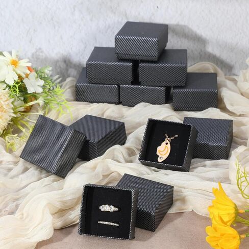100pcs Jewelry Ring Gift Box 2''x 2''x1''Cardboard Earring Ring Boxes Small Black Gift Box with Velvet &Sponge Liner Jewelry Gifts Boxes Pendant Case Bulk for Necklace Bracelet Earring Display Wedding in Saudi Arabia