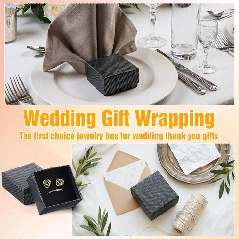 100pcs Jewelry Ring Gift Box 2''x 2''x1''Cardboard Earring Ring Boxes Small Black Gift Box with Velvet &Sponge Liner Jewelry Gifts Boxes Pendant Case Bulk for Necklace Bracelet Earring Display Wedding in Saudi Arabia