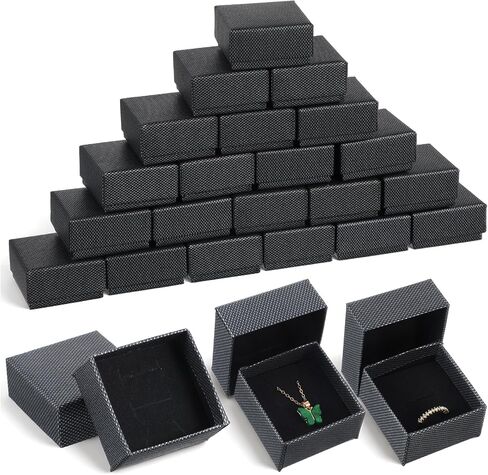 100pcs Jewelry Ring Gift Box 2''x 2''x1''Cardboard Earring Ring Boxes Small Black Gift Box with Velvet &Sponge Liner Jewelry Gifts Boxes Pendant Case Bulk for Necklace Bracelet Earring Display Wedding in Saudi Arabia