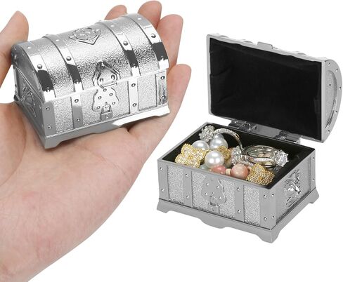 Vintage Metal Treasure Trinket Chest, Smal Antique Jewelry Storage Box for Ring Earrings Necklace Keepsake, Gothic Gift Holder Case for Women Home Decor (Antique Silver) in Saudi Arabia