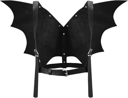 Women Goth Black Bat Wing Fashion Harness Top Adjustable Punk Faux Leather Costume Accessory with Alloy for Festival Party Outfit(Waist 26.4-35.0in) in Saudi Arabia