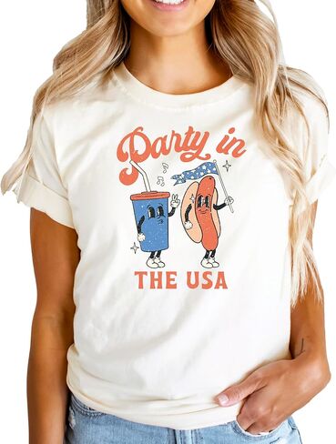 Party in The USA Funny Hotdog & Soda 4th of July Shirts for Kids & Adults in Kuwait