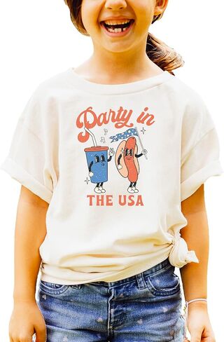 Party in The USA Funny Hotdog & Soda 4th of July Shirts for Kids & Adults in Kuwait