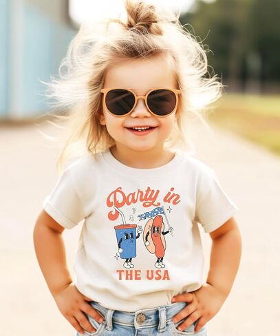 Party in The USA Funny Hotdog & Soda 4th of July Shirts for Kids & Adults in Kuwait