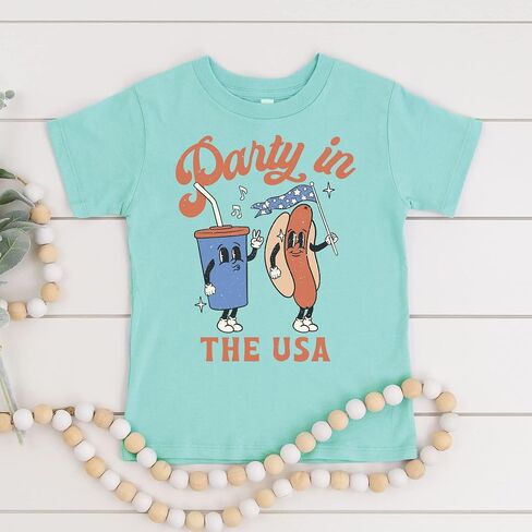 Party in The USA Funny Hotdog & Soda 4th of July Shirts for Kids & Adults in Kuwait