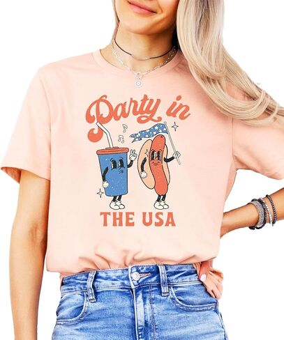 Party in The USA Funny Hotdog & Soda 4th of July Shirts for Kids & Adults in Kuwait