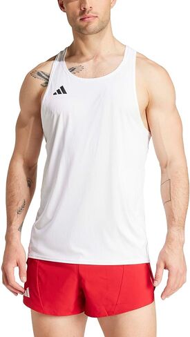 قميص الجري Adizero Essentials للرجال من أديداس مقاس M باللون الأبيض in Kuwait