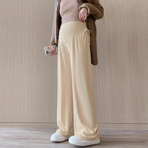 Maternity Yoga Pants Maternity No Front Seam Wide Leg Pants Over the Belly Yoga Adjustable Stretchy Lounge Pregnancy in Kuwait