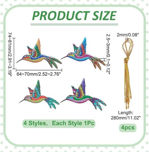 WADORN 8 قطع من زخارف ديكور الطائر الطنان الأكريليك، ثلاثية الأبعاد ملونة للحديقة فن جداري للطيور منحوتة للتعليق في الهواء الطلق مع سلك 8 قطع لسياج الحديقة والفناء الخلفي وغرفة النوم وغرفة المعيشة in Kuwait