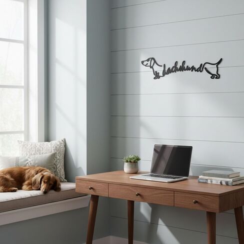 AIM & GGKK Metal Dachshund Wall Decor – Black Dog Silhouette Wall Decor for Living Room Bedroom Bathroom – Modern Metal Dog Wall Art Home Decoration – Dogs Lover Gift in Kuwait