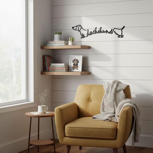 AIM & GGKK Metal Dachshund Wall Decor – Black Dog Silhouette Wall Decor for Living Room Bedroom Bathroom – Modern Metal Dog Wall Art Home Decoration – Dogs Lover Gift in Kuwait