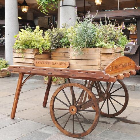 HAPPYGRILL 30" Set of 2 Wood Wagon Wheels, Old Western Wall Art Garden Decor, Carbonized Solid Fir Wood, Vintage Indoor Outdoor Wall Hanging Wheels for Party Bar Garage Home Garden in Saudi Arabia