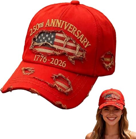 250th Anniversary Distressed Casual Cap,Patriotic Baseball Cap 1776-2026 - Adjustable USA Retro Denim Baseball Cap in Saudi Arabia