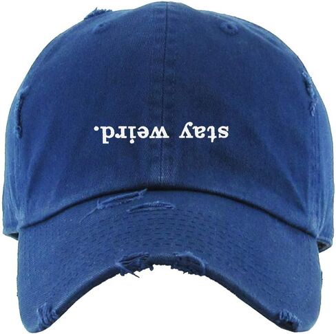 Stay Weird Vintage Baseball Cap Embroidered Cotton Adjustable Distressed Dad Hat in Saudi Arabia