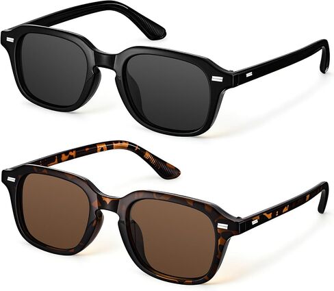 JATEBI 2 Pack Retro Rectangle Sunglasses for Women Men Small Retro 90s y2k Square Narrow UV Protection Sun Glasses in Kuwait