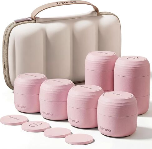 Travel Toiletry Jar Set - 6Pcs Leakproof Travle Containers Includes 4x30ml, 2x60ml & 10xMagnetic Labels, Pink in Saudi Arabia