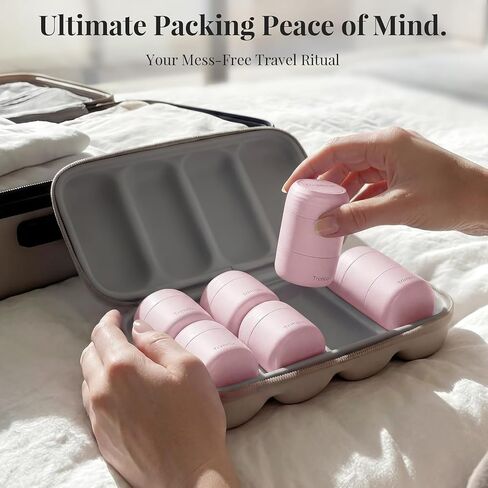 Travel Toiletry Jar Set - 6Pcs Leakproof Travle Containers Includes 4x30ml, 2x60ml & 10xMagnetic Labels, Pink in Saudi Arabia
