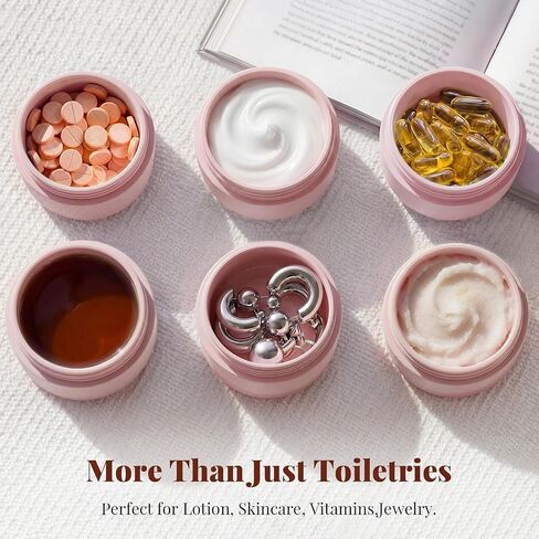 Travel Toiletry Jar Set - 6Pcs Leakproof Travle Containers Includes 4x30ml, 2x60ml & 10xMagnetic Labels, Pink in Saudi Arabia