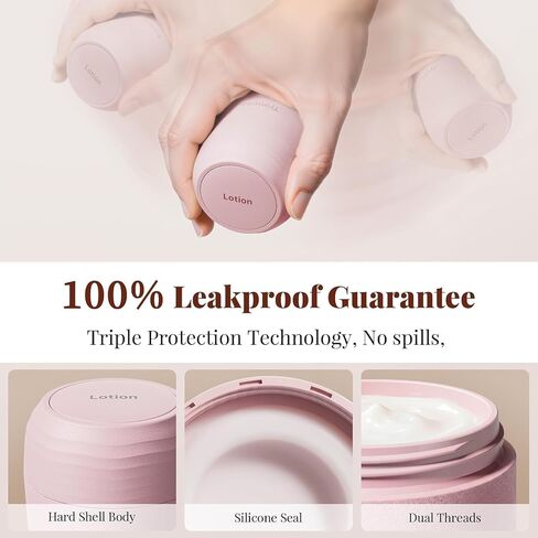 Travel Toiletry Jar Set - 6Pcs Leakproof Travle Containers Includes 4x30ml, 2x60ml & 10xMagnetic Labels, Pink in Saudi Arabia