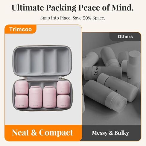 Travel Toiletry Jar Set - 6Pcs Leakproof Travle Containers Includes 4x30ml, 2x60ml & 10xMagnetic Labels, Pink in Saudi Arabia