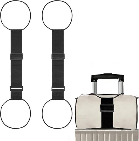 2Pcs Luggage Straps for Suitcases, Adjustable Luggage Connector Straps, Luggage Straps Bag Bungee, Add a Bag Easy to Travel Suitcase (Black) in Saudi Arabia