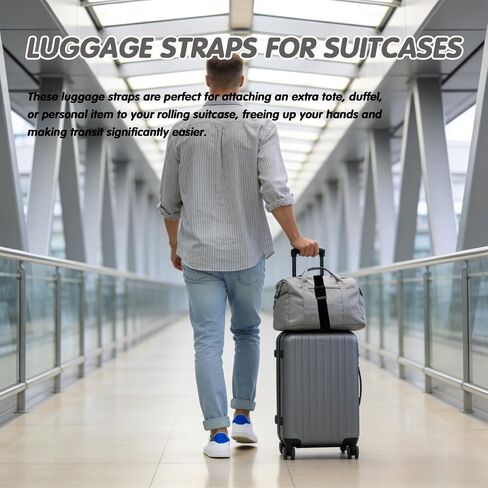 2Pcs Luggage Straps for Suitcases, Adjustable Luggage Connector Straps, Luggage Straps Bag Bungee, Add a Bag Easy to Travel Suitcase (Black) in Saudi Arabia