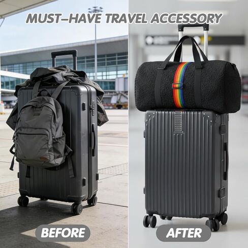 2Pcs Luggage Straps for Suitcases, Adjustable Luggage Connector Straps, Luggage Straps Bag Bungee, Add a Bag Easy to Travel Suitcase (Black) in Saudi Arabia