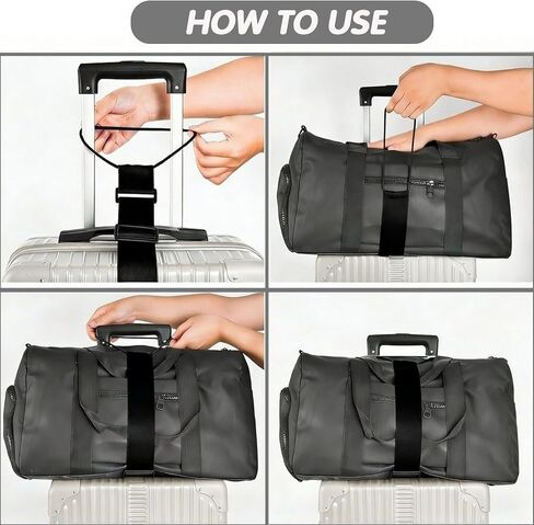 2Pcs Luggage Straps for Suitcases, Adjustable Luggage Connector Straps, Luggage Straps Bag Bungee, Add a Bag Easy to Travel Suitcase (Black) in Saudi Arabia