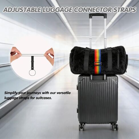 2Pcs Luggage Straps for Suitcases, Adjustable Luggage Connector Straps, Luggage Straps Bag Bungee, Add a Bag Easy to Travel Suitcase (Black) in Saudi Arabia