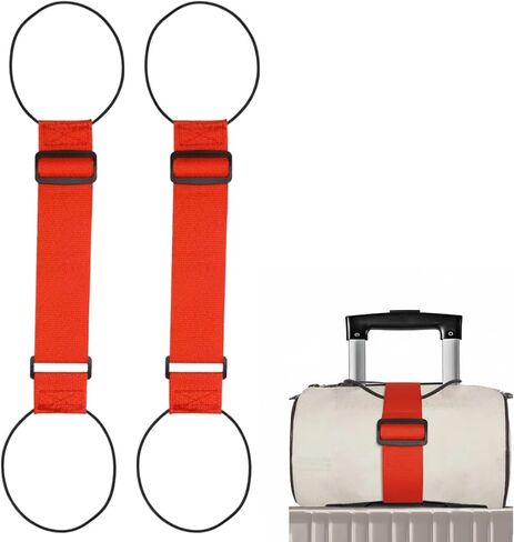 2Pcs Luggage Straps for Suitcases, Adjustable Luggage Connector Straps, Luggage Straps Bag Bungee, Add a Bag Easy to Travel Suitcase (Black) in Saudi Arabia