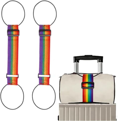 2Pcs Luggage Straps for Suitcases, Adjustable Luggage Connector Straps, Luggage Straps Bag Bungee, Add a Bag Easy to Travel Suitcase (Black) in Saudi Arabia
