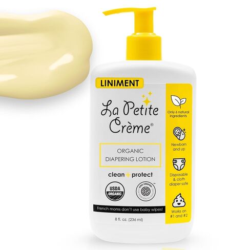 French Premium Diapering Lotion - Diaper Cream Alternative to Baby Wipes - Gentle Moisturizer & Skin Cleanser with USDA Certified Organic Ingredients - Baby Essentials (20 oz) in Kuwait