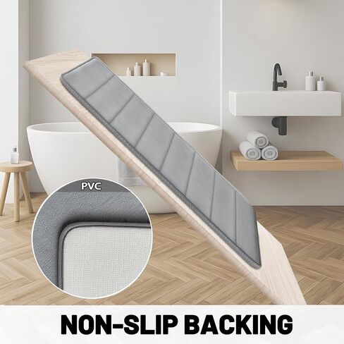 Memory Foam Bathroom Rugs Sets 2 Piece - Super Soft Absorbent Quick Dry Memory Foam Bathroom Rugs, Machine Washable Non Slip Floor Carpet for Tub Shower & Single Sink 16x24 & 20x20, (Light Grey) in Saudi Arabia