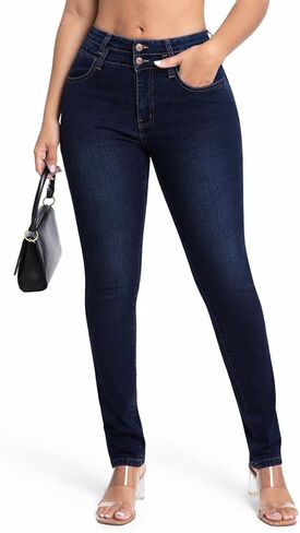 FISCLOSIN Women’s High Waisted 2 Button Stretch Skinny Jeans Butt Lift Slim Fit Denim Pants in Saudi Arabia