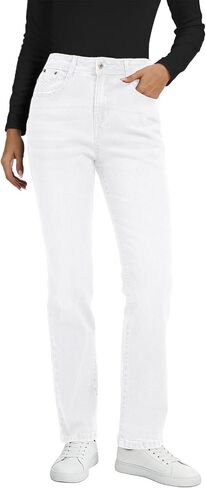 Metietila Womens Classic Jeans Straight Leg Stretchy Denim Pants | Mid Rise,Casual in Saudi Arabia