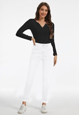 Metietila Womens Classic Jeans Straight Leg Stretchy Denim Pants | Mid Rise,Casual in Saudi Arabia