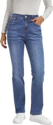 Metietila Womens Classic Jeans Straight Leg Stretchy Denim Pants | Mid Rise,Casual in Saudi Arabia