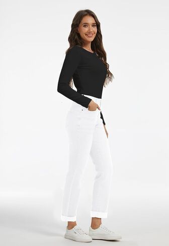 Metietila Womens Classic Jeans Straight Leg Stretchy Denim Pants | Mid Rise,Casual in Saudi Arabia