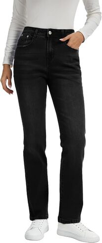 Metietila Womens Classic Jeans Straight Leg Stretchy Denim Pants | Mid Rise,Casual in Saudi Arabia