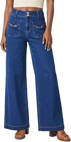 SHEWIN Womens High Waisted Wide Leg Jeans Stretchy Tummy Control Baggy Denim Pants with Pockets 2026 in Kuwait
