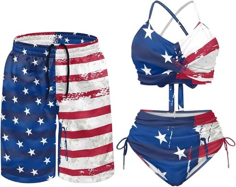 COEQINE Matching Couple Outfits Summer His and Hers Swimwear Bathing Swimsuit for Women 2 Pcs or Mens Swim Trunks,XS-4XL in Saudi Arabia