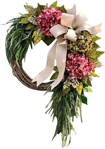 Hydrangea Wreath Leaves Realistic Decor for Front Door Elegant for Anniversary Parties Style in Saudi Arabia