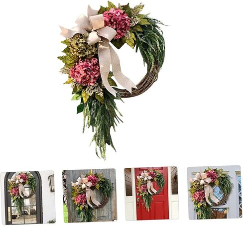 Hydrangea Wreath Leaves Realistic Decor for Front Door Elegant for Anniversary Parties Style in Saudi Arabia