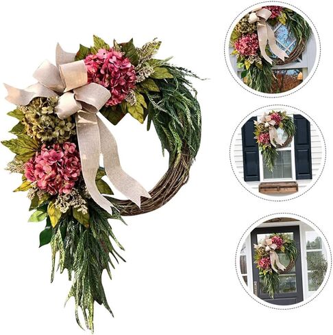 Hydrangea Wreath Leaves Realistic Decor for Front Door Elegant for Anniversary Parties Style in Saudi Arabia