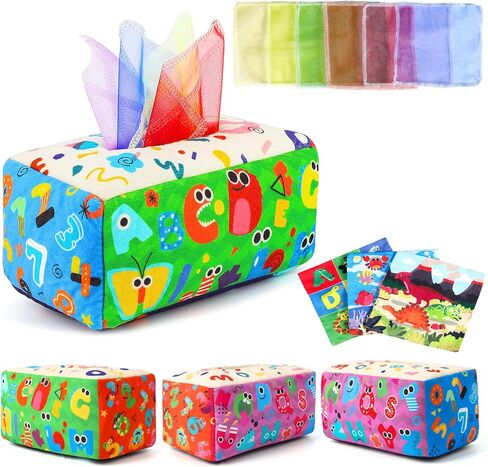 URMYWO Baby Toys 6-12 Months, Baby Tissue Box Toy, Montessori Toys for Babies, Toys for 1 Year Old Boy Girl, Soft Crinkle Sensory Toys for Infant Toddlers, Stocking Stuffers, Baby Boy Girl Gifts in Kuwait